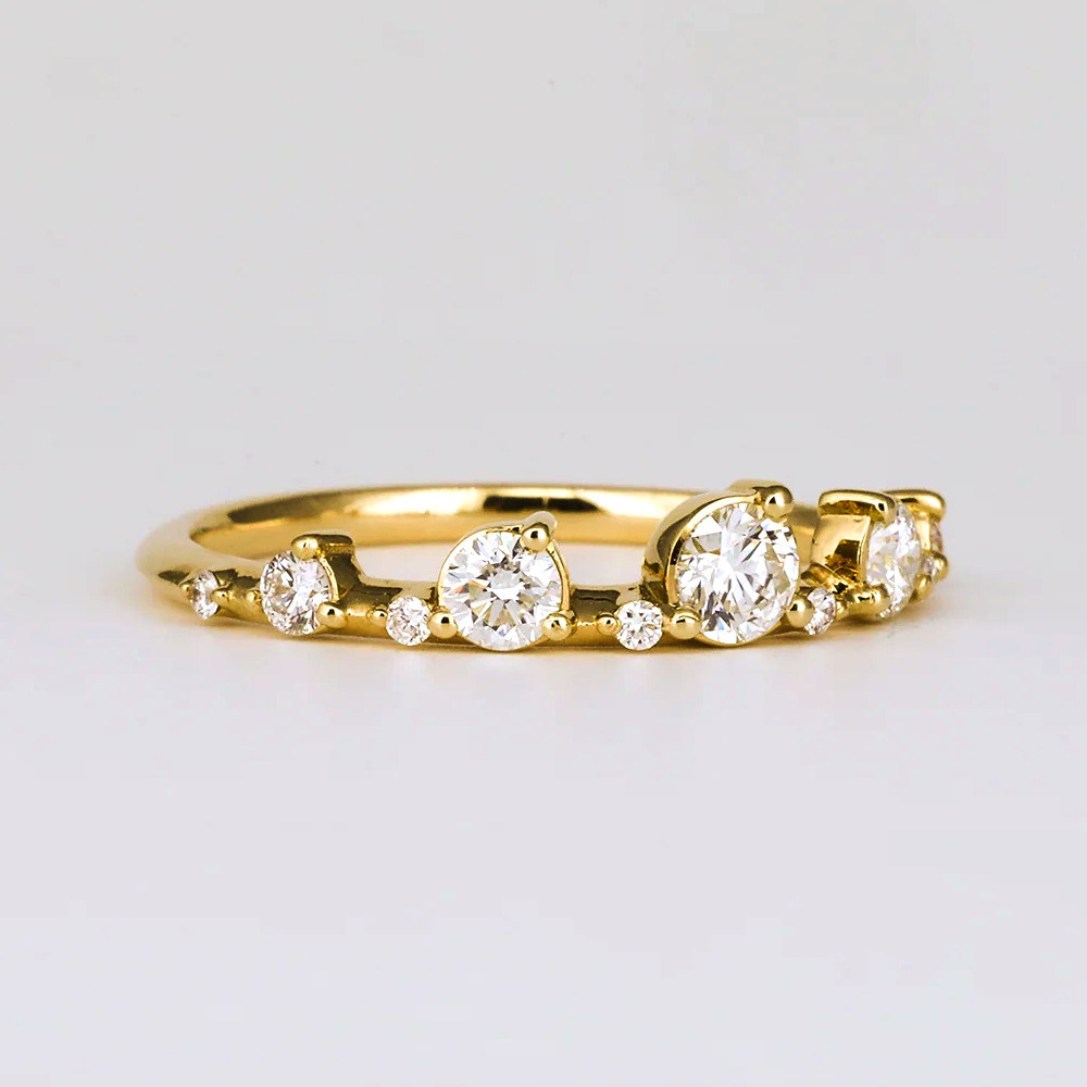 Diamond Stacking Band Yellow Gold 0.50 Ct Lab Grown 18K GLI HRD Round Cut Ring