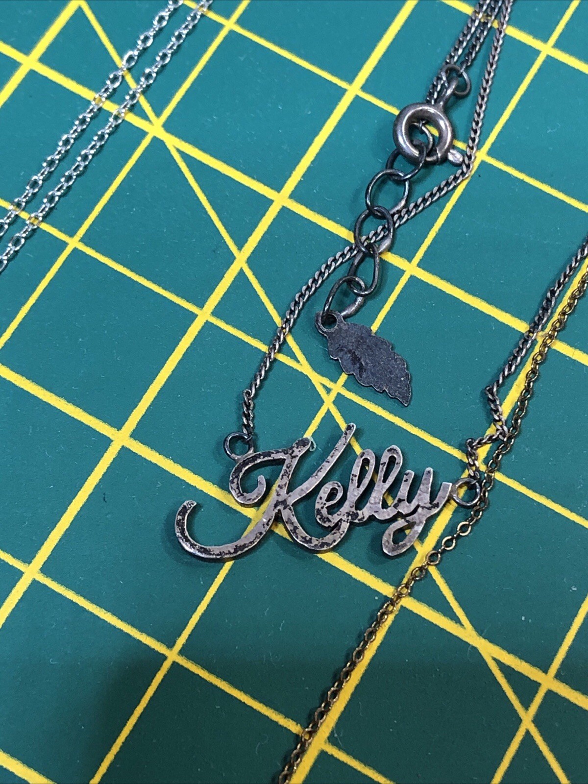 b56. 925 Sterling, GF, Mix material, Enamel, Glass, Stone 9 chain Necklaces 21g