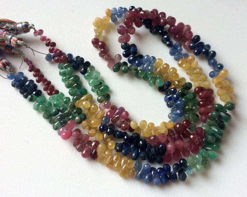 2×3 mm-3×5 mm Multi Precious Gemstones Faceted Teardrops, Natural Sapphire