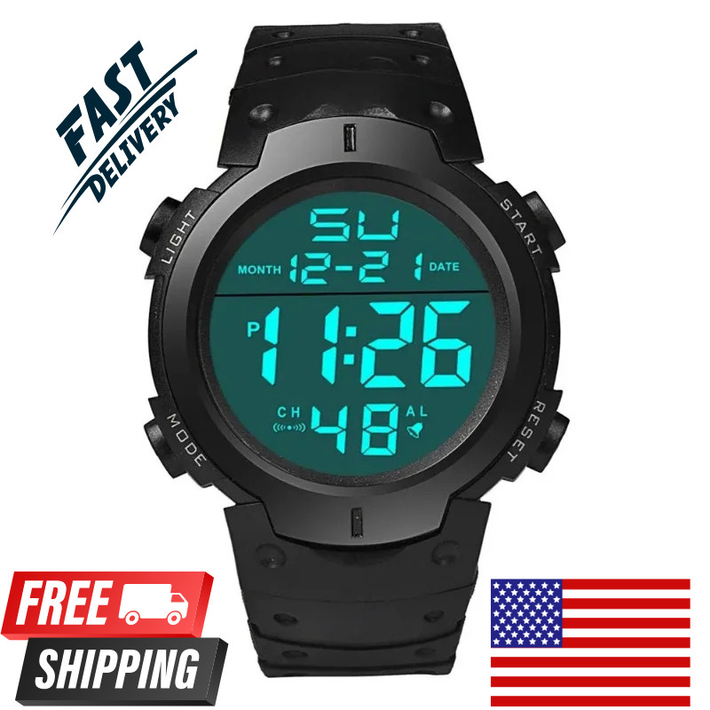 Digital Sports Watch Military Tactical LED Backlight Wristwatch Men