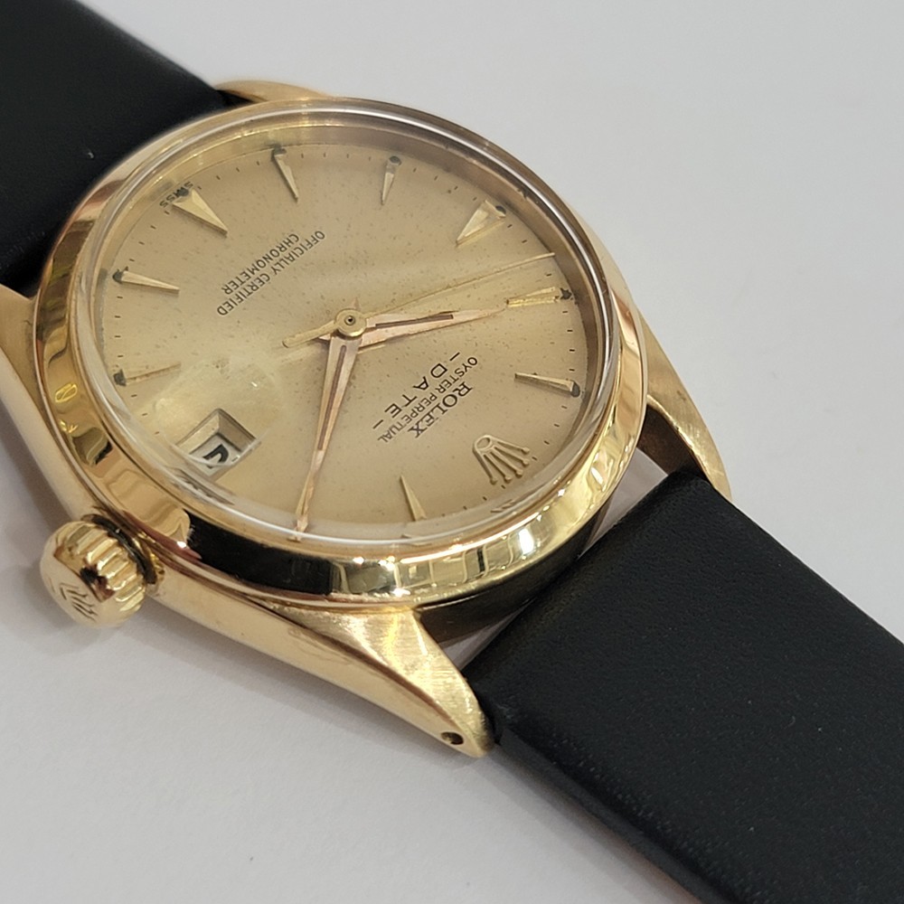 Rolex Ref 6624 Oyster Date 18k Solid Gold Midsize 30mm 1960s Automatic RA456C