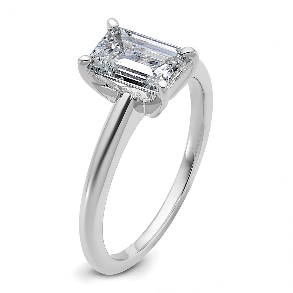 14k White Gold 1 3/4ct. Emerald Cut Moissanite Solitaire Engagement Ring Size 7