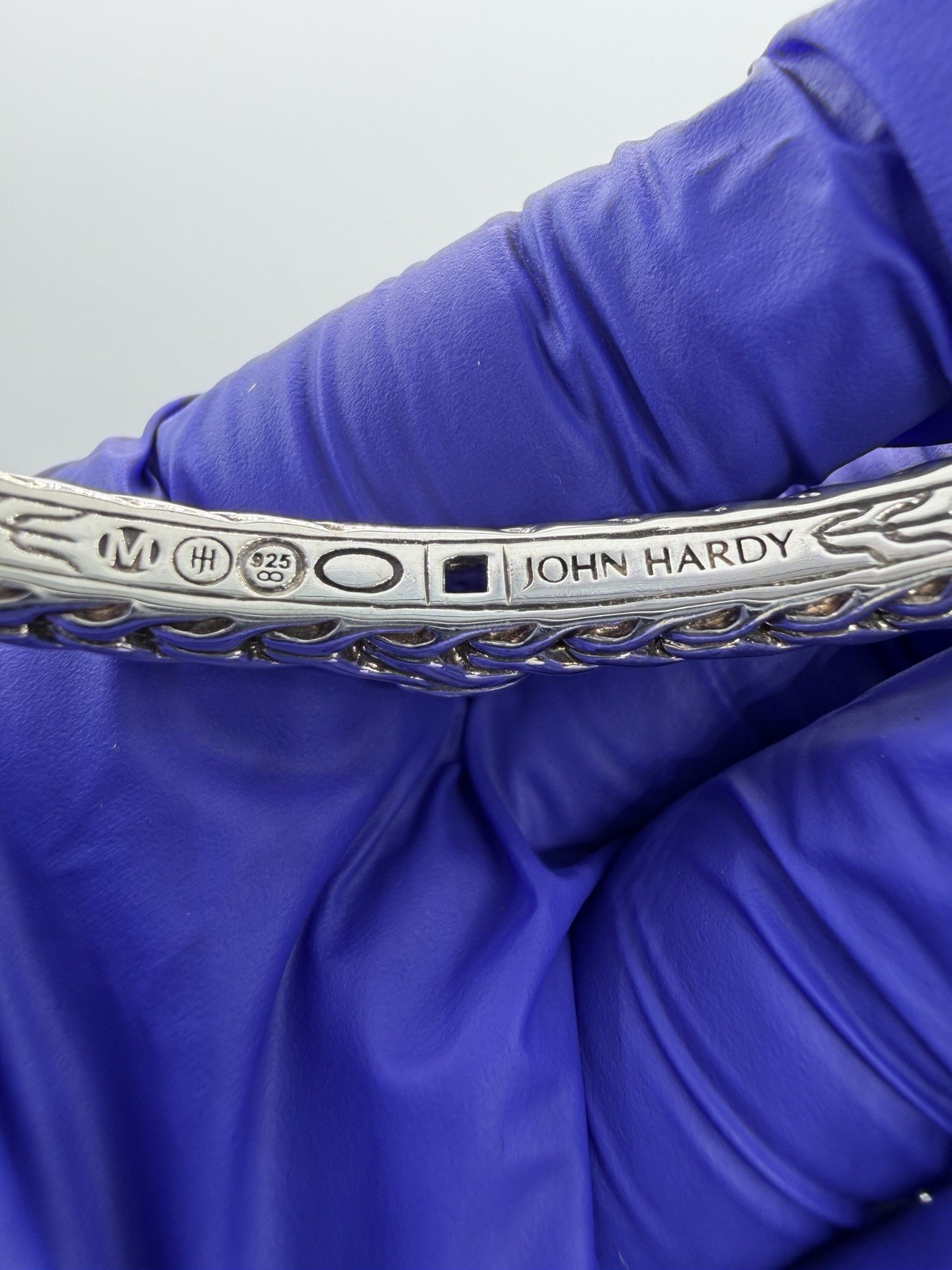 John Hardy 925 Sterling Silver & Purple Amethyst Cuff Bracelet 6.3mm 27.8g Sz 7