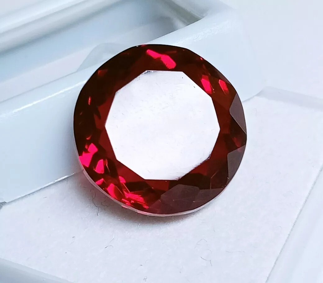 Hessonite Garnet Round Cut Red 11-12 Ct Natural Certified EGL Loose Gemstone