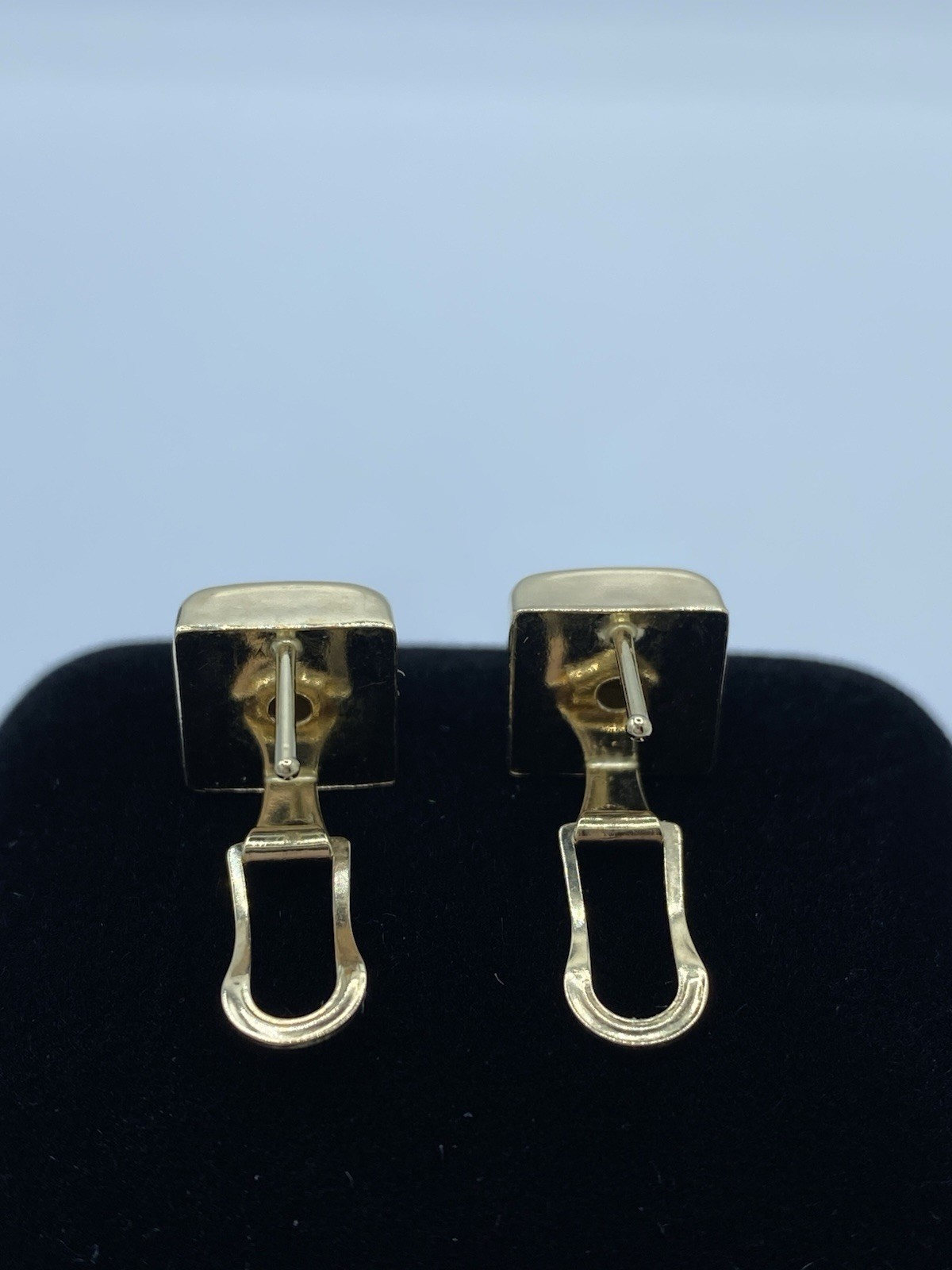 14K Yellow Gold Peridot Modernist Square Earrings 2.4 Grams