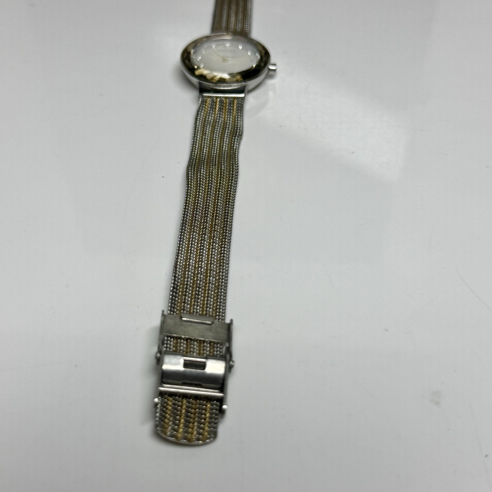 Skagen Womens Watch Two Tone Bracelet Faceted Mineral Crystal Excellent Conditio