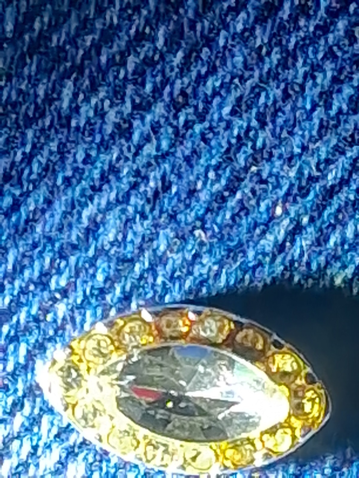 Gold Tone Oval Pin 1.5 Carat Marquette Cut Diamond / Stone Cluster Setting