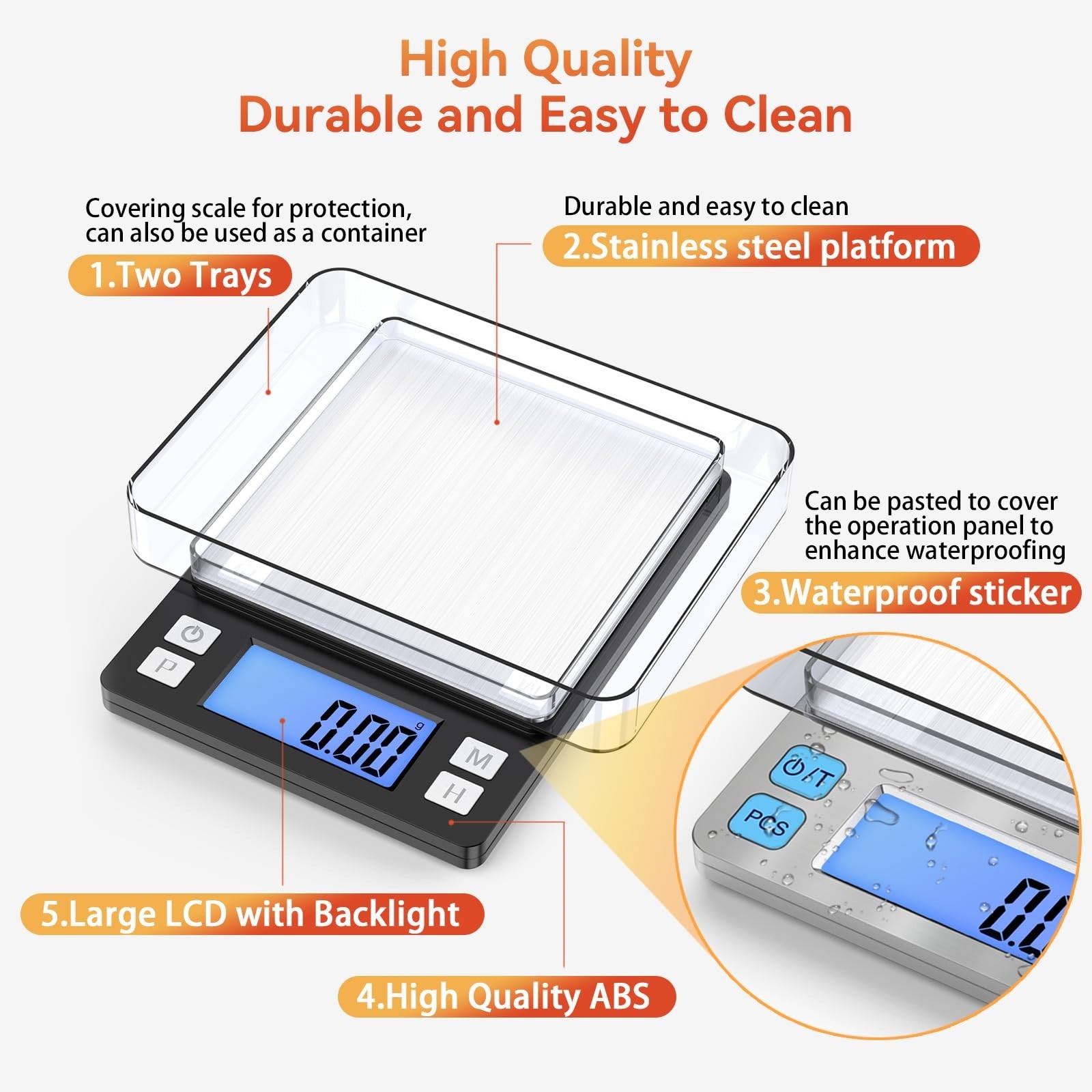 Digital Gram Scale 0.01g Precision Jewelry Scale, USB Rechargeable, 1kg Capacity