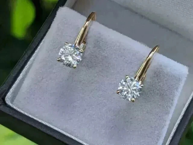 2Ct Round Cut Lab Created Diamond Women’s Huggie Earrings 14K Yellow Gold Plated