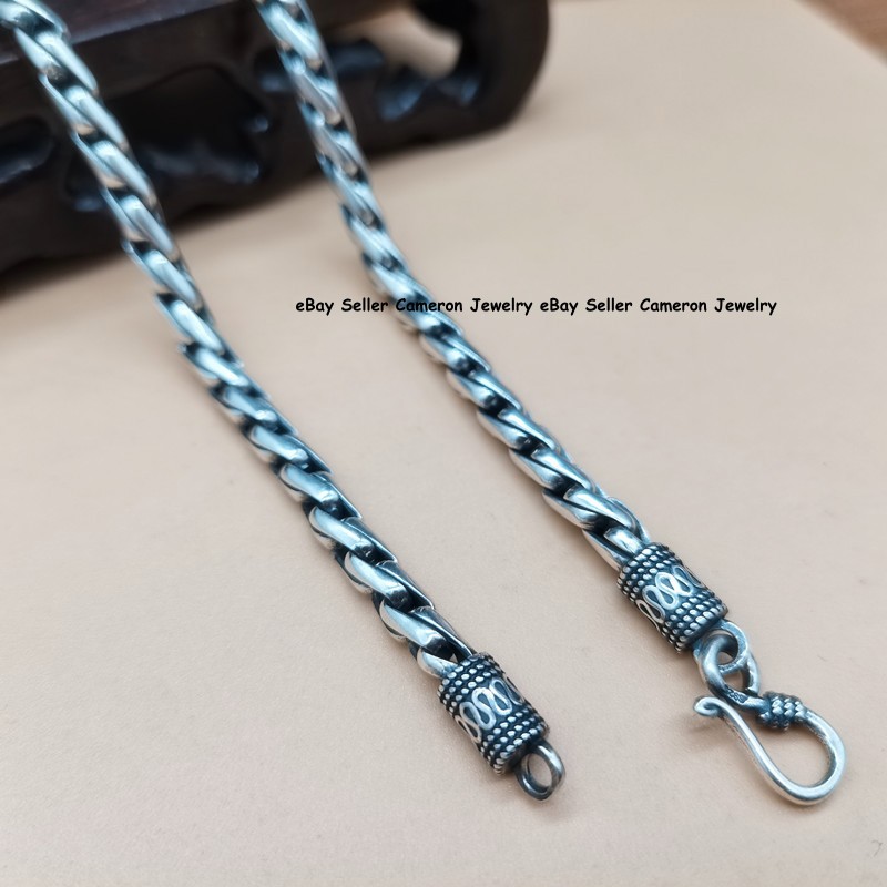 Men’s 925 Sterling Silver Chain 6mm Twist Braided Wheat Link Necklace 20-30in