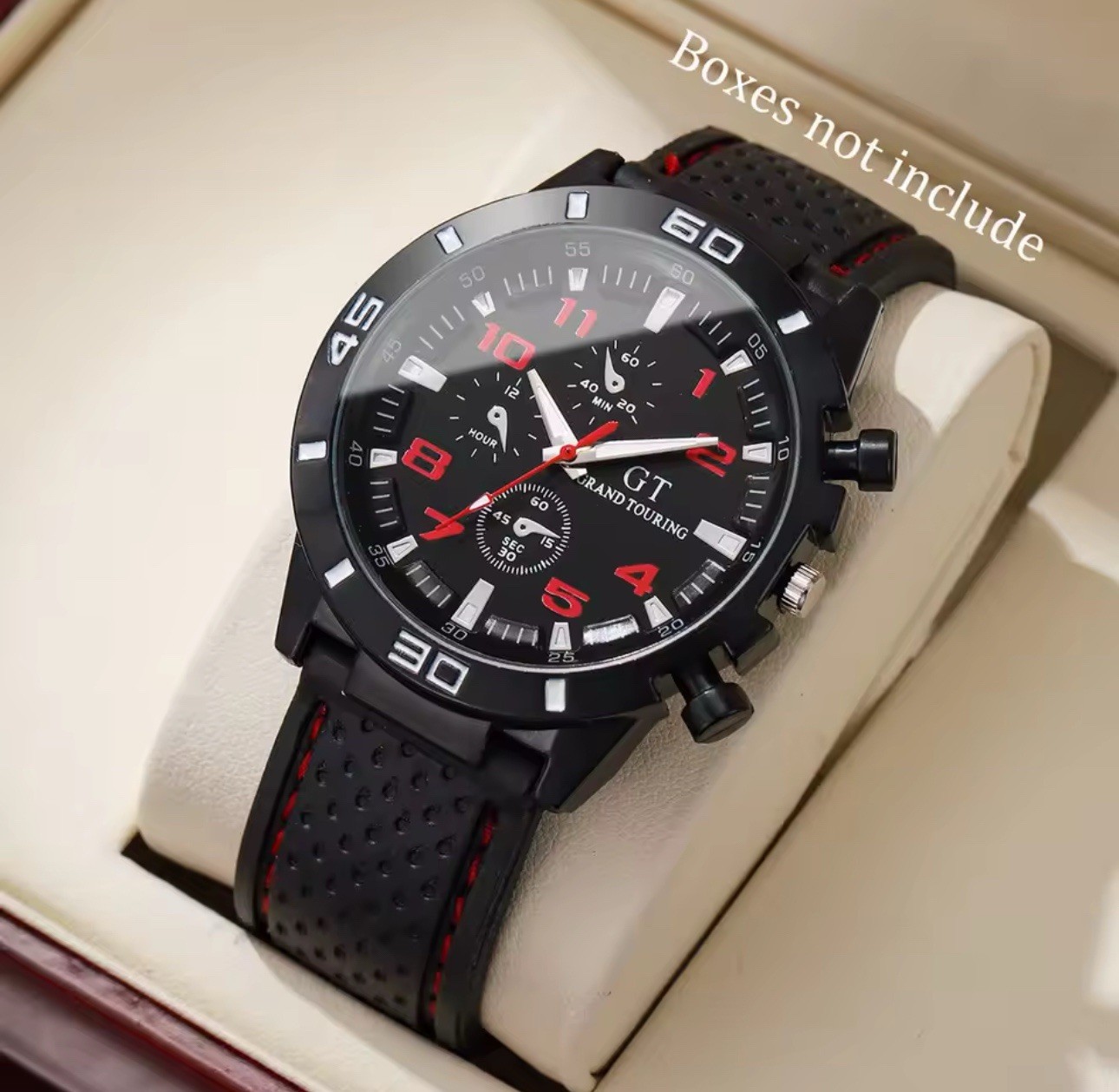 GT Grand Touring Men’s Quartz Chronograph Analog Watch Black Dial 44-47.9mm 3ATM