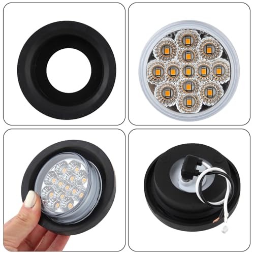 Partswcgg 2.5″ Round LED Marker Lights – Clear Lens – 13 LEDs – 8 – 8×8
