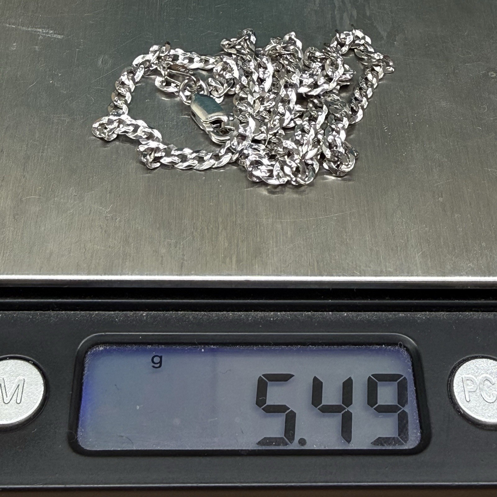 Sterling Silver Diamond-Cut Curb Chain Necklace .925 Italy 18” 2.9mm