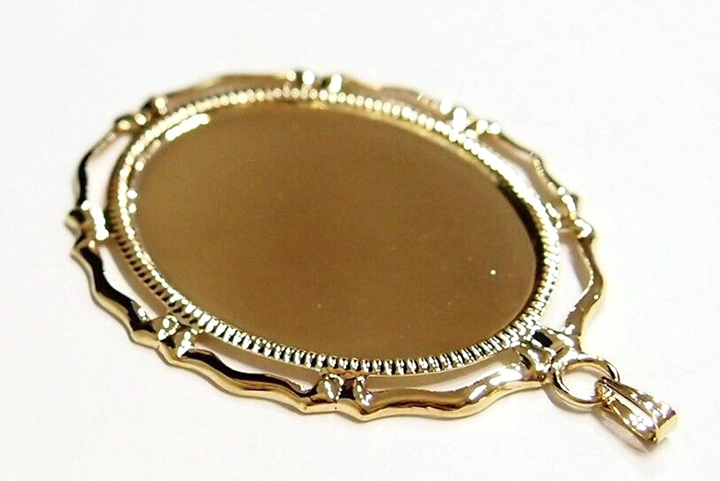 8 Shiny Gold 25x18mm Victorian Art Deco Big Loop Pendant Settings 42x26mm