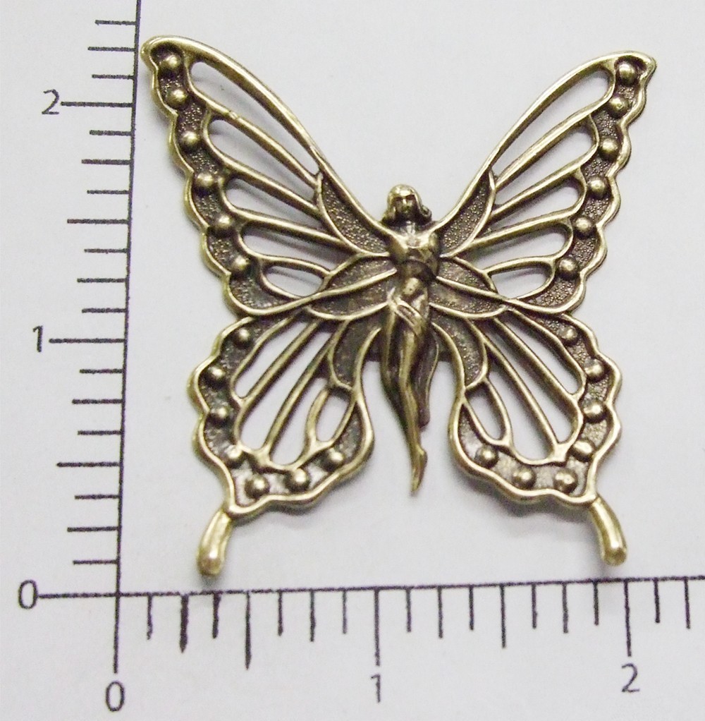 18253 Brass Oxidized Large Victorian Winged Fairy Butterfly Jewelry Finding