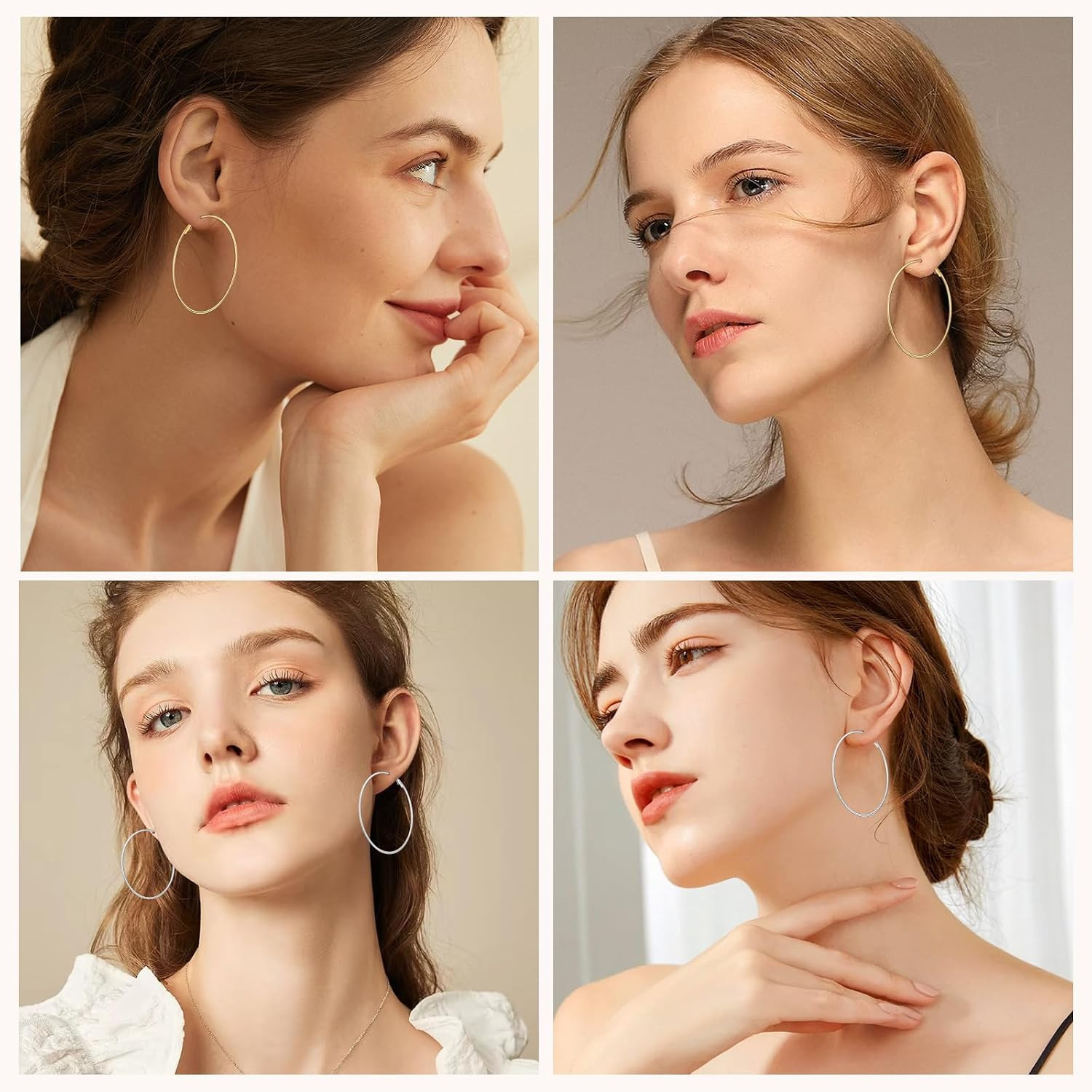 70Mm Large Hoop Earrings for Women, Silver Gold Stainless Steel Big Hoops | 14 G