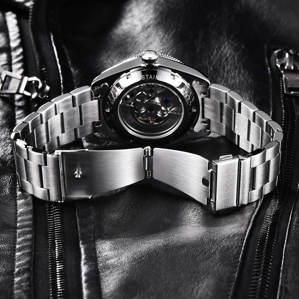 Mens Automatic Watch 42mm Stainless Steel Mechanical Waterproof 100M Diver Bezel