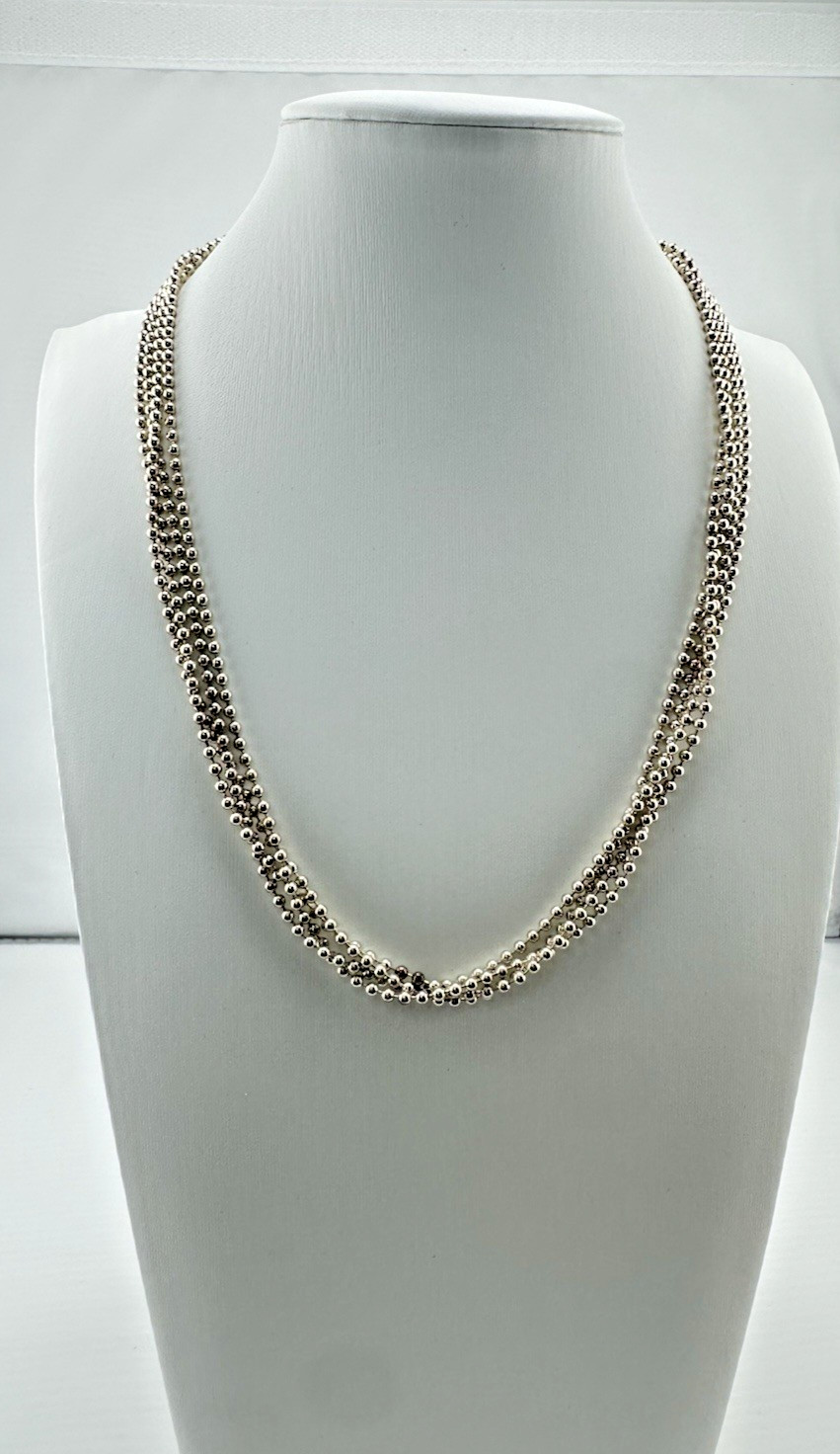 Vintage Milor Italian Multi-Strand Beaded Sterling Silver Necklace 18″
