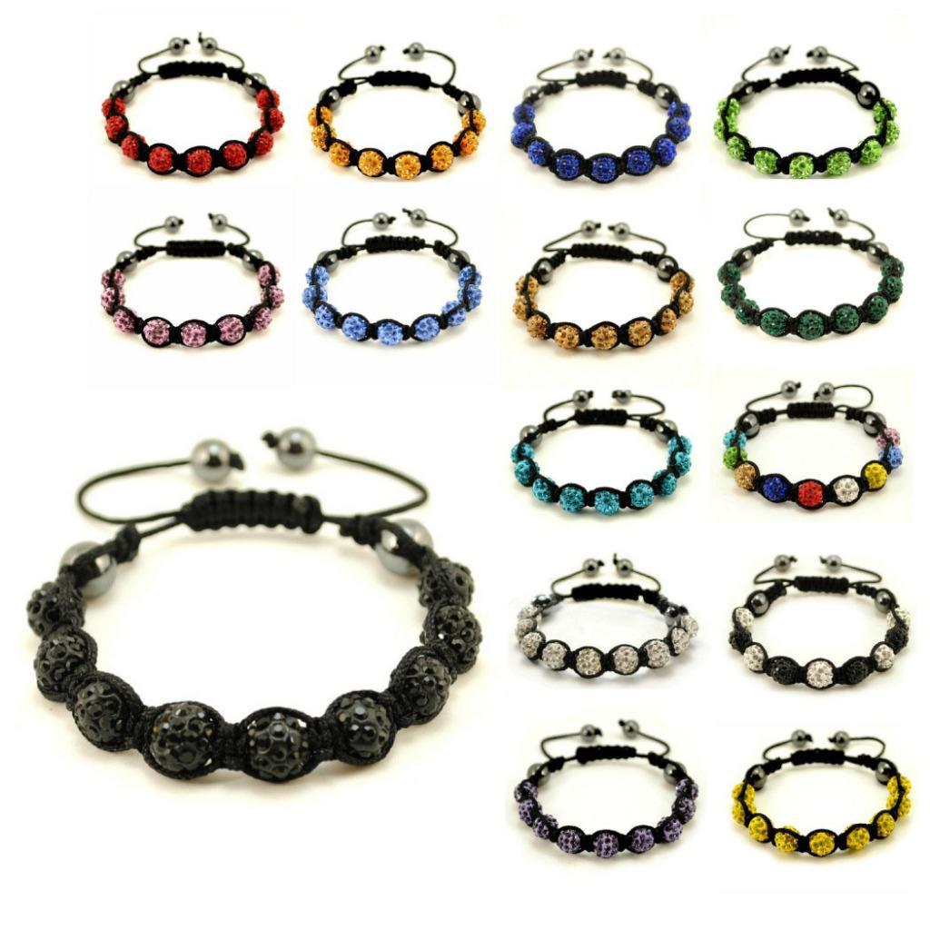 SPARKLING CRYSTAL BEAD BRACELET 10mm Shamballa Style Pave Disco Ball Hip Hop NEW