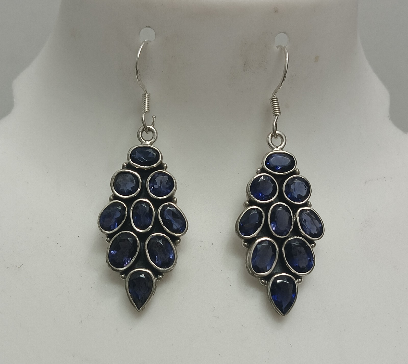 925 Sterling Silver Natural Multi Iolite Gems Woman Anniversary Earring NA-79