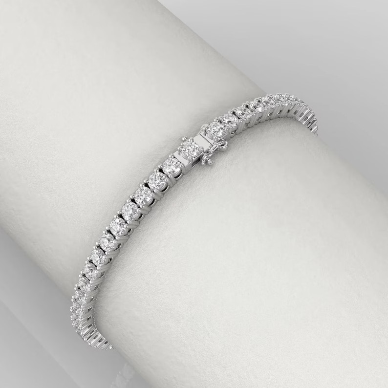 6.60CT Round Cut Natural Diamond Anniversary Gift Tennis Bracelet 14k White Gold