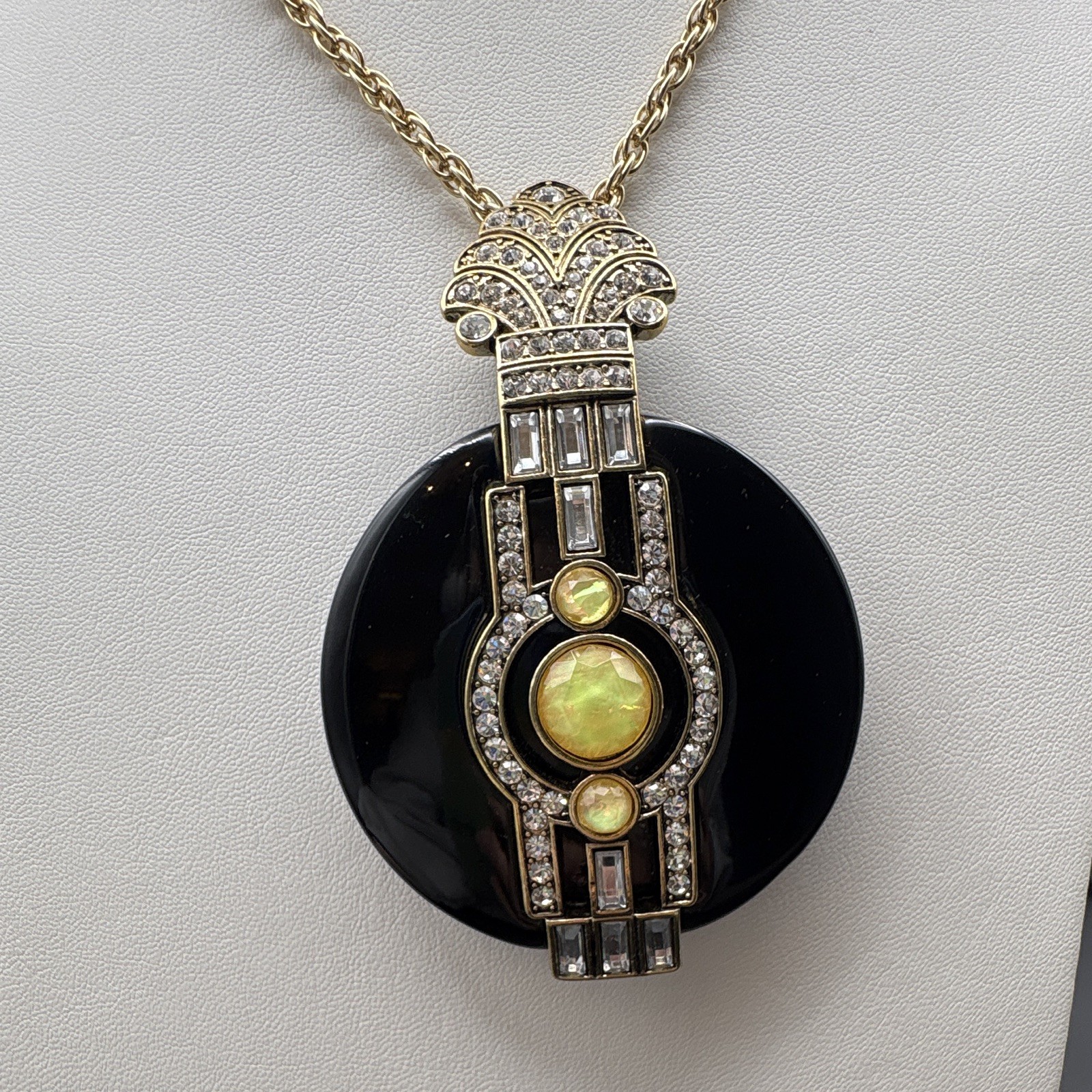 Real Collectibles by Adrienne Black Onyx & Opal Large Pendant and Necklace