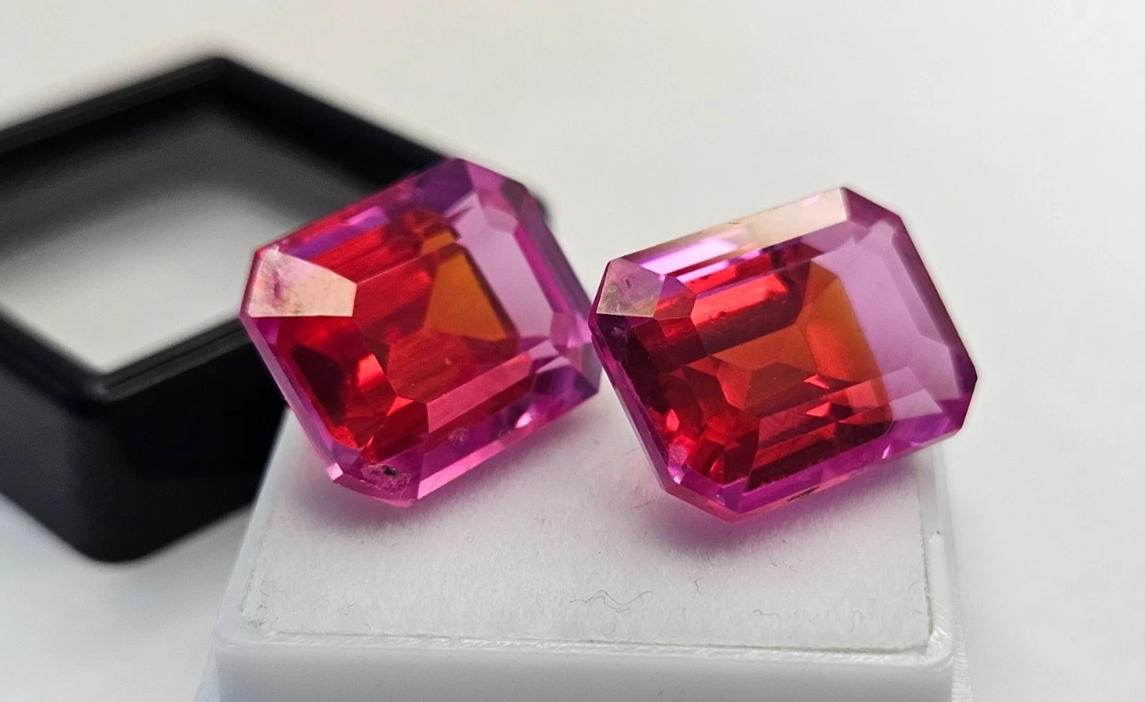 Emerald Cut Pitambari Sapphire 34+ Ct Natural Certified Pair Gemstone FR-026