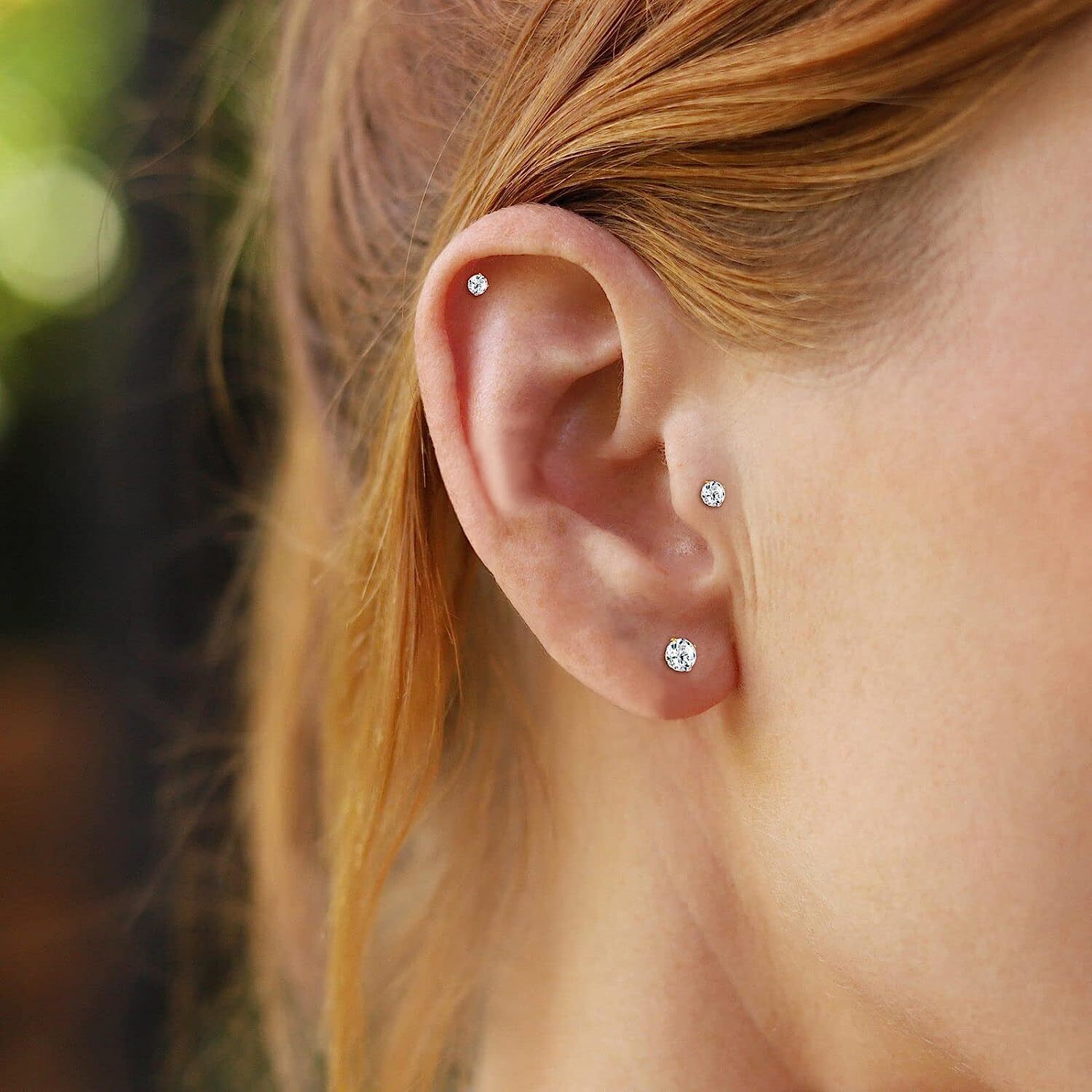 3 pc 20g 18g 16g Push Threadless Gold Steel Nose Stud Labret Tragus Lip Ear Ring
