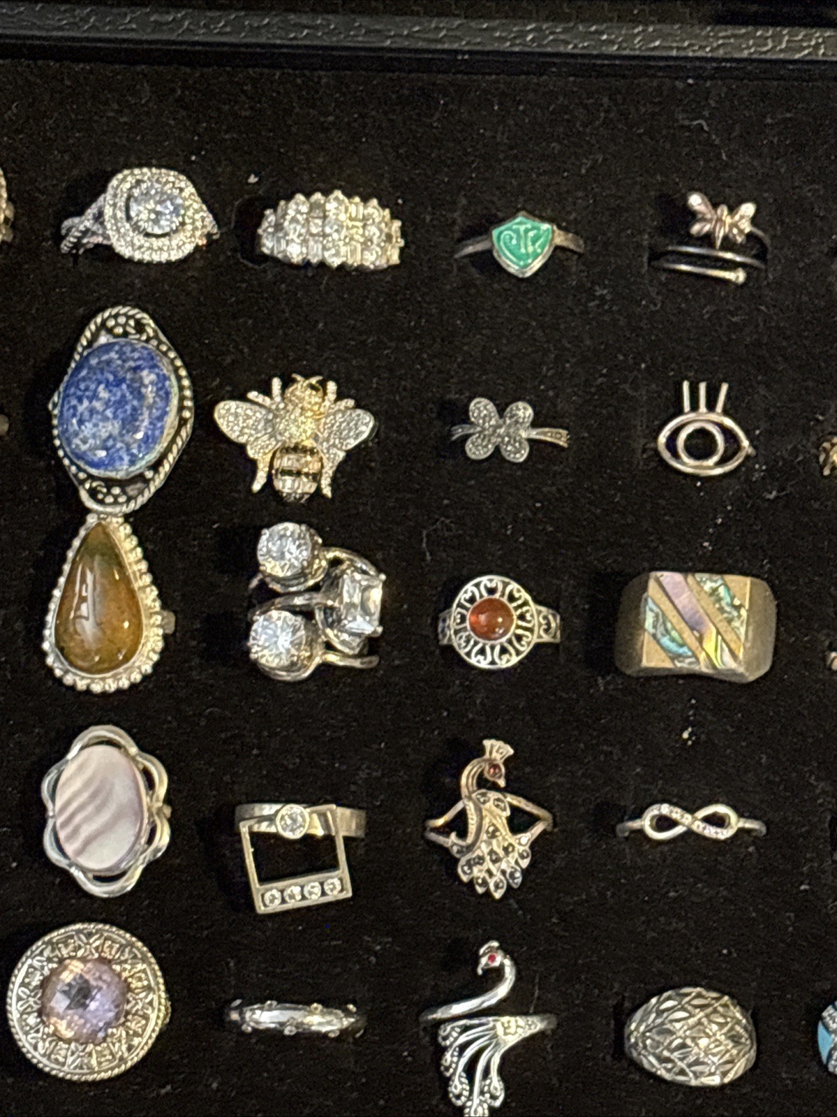 925/ Sterling 72 Rings Of Diff Sizes ,Stones And Styles Vtg / newCollection