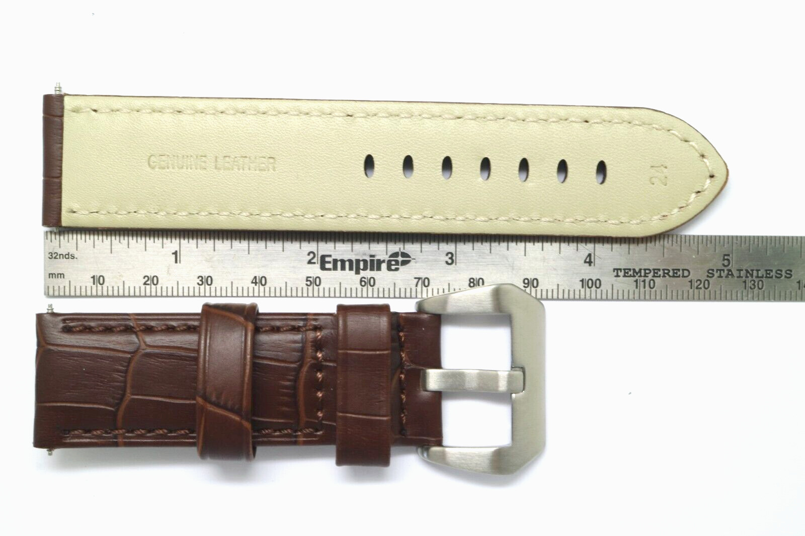 24mm Brown Croco Embossed Leather Replacement Watch Band – Invicta or Big Watch
