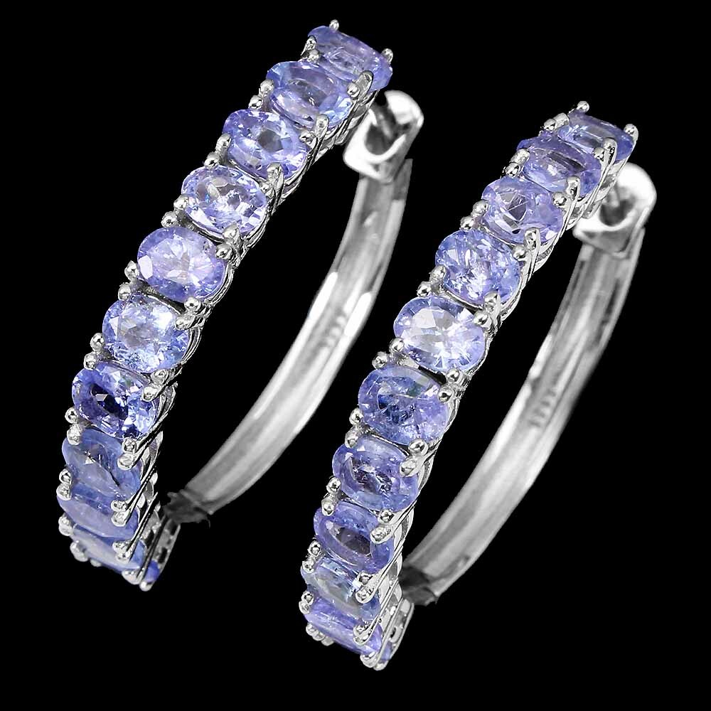 Valentine 925 Silver Earrings Oval Blue Tanzanite Natural Gemstone Jewelry