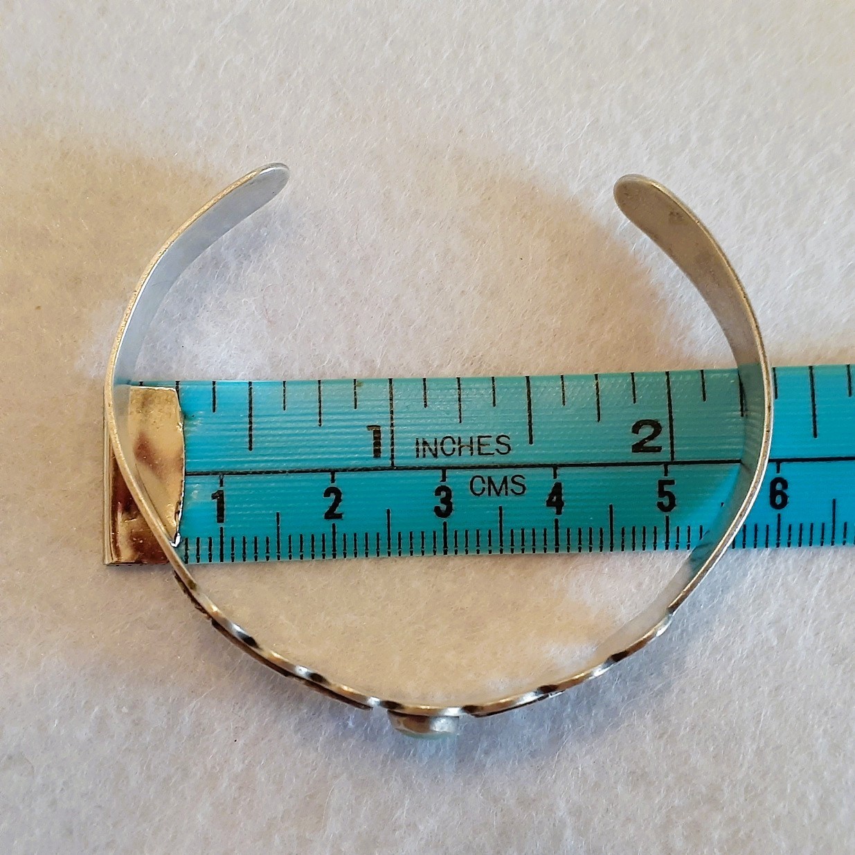 Vintage Fred Harvey Era Navajo Coin Silver Turquoise Stone Cuff Bracelet Stamped