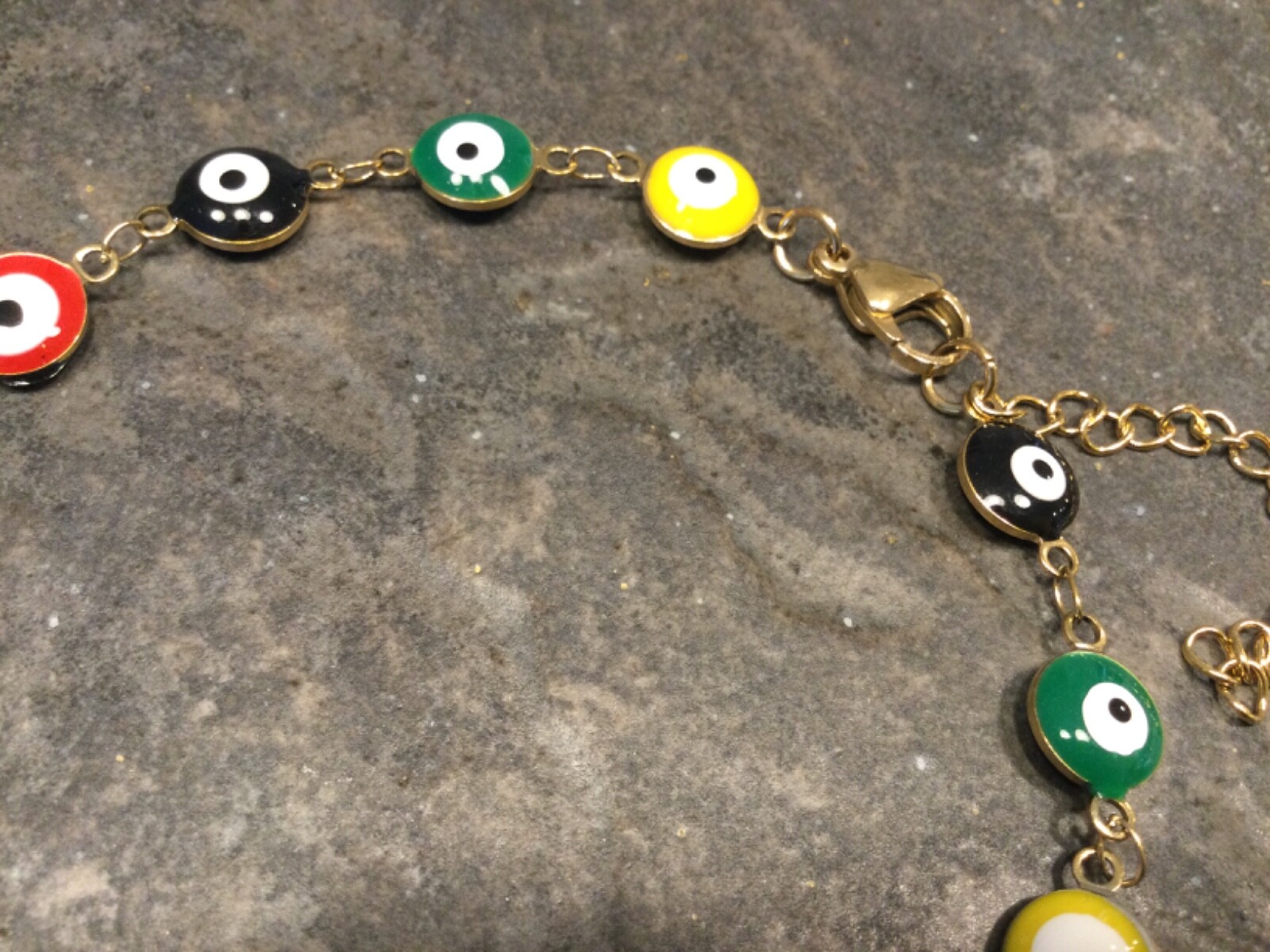 NWT Stainless Steel enamel Evil Eye ankle bracelet 9 1/2” with 2” extender