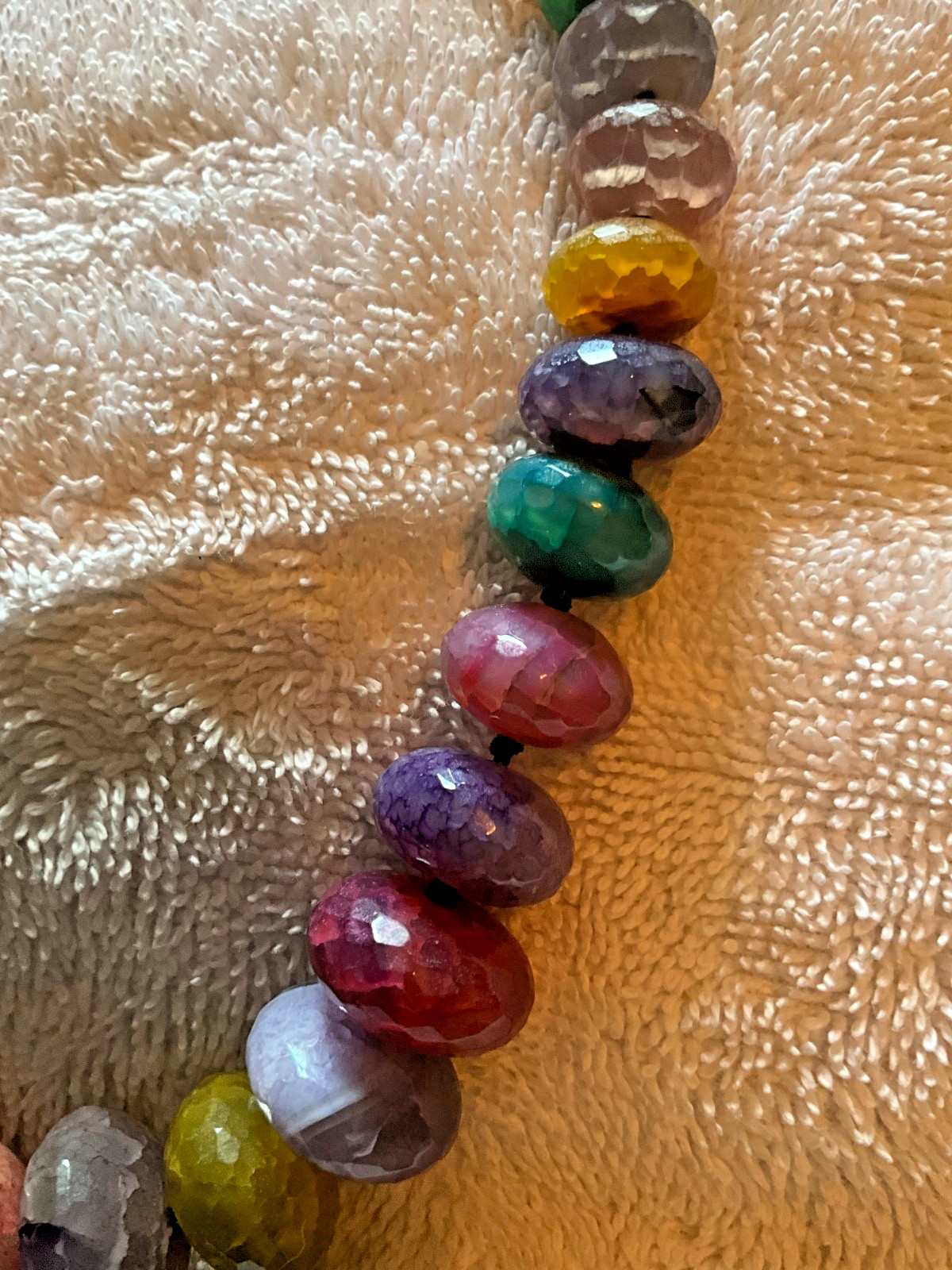 VINTAGE LUCAS LAMENTH~LUC 925~GRADUATED CHUNKY MULTI COLOR AGATE NECKLACE