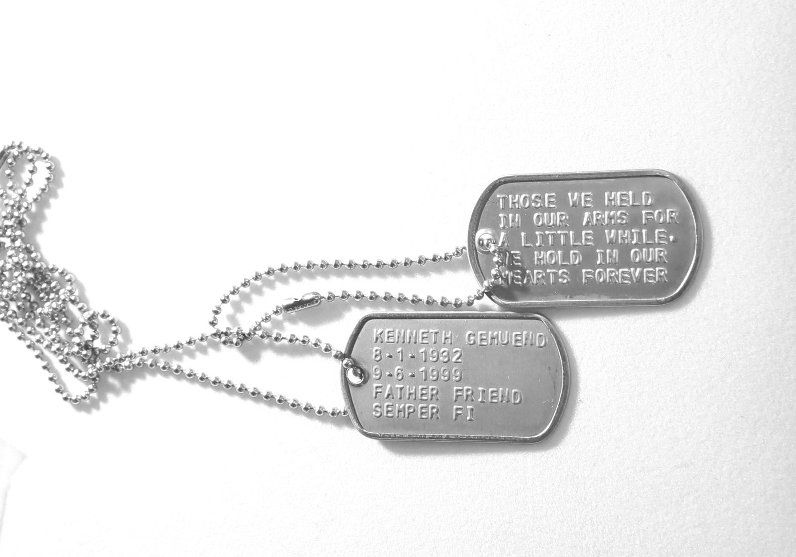 MILITARY DOG TAGS STAINLESS STEEL GENUINE STAMPED EMBOSSED