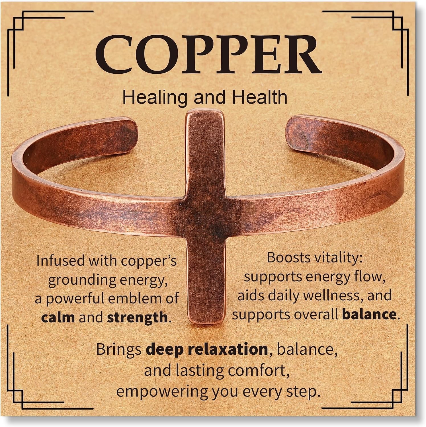 Retro Waterproof Pure Copper Healing Cuff Bracelet – Perfect for Every Occasion