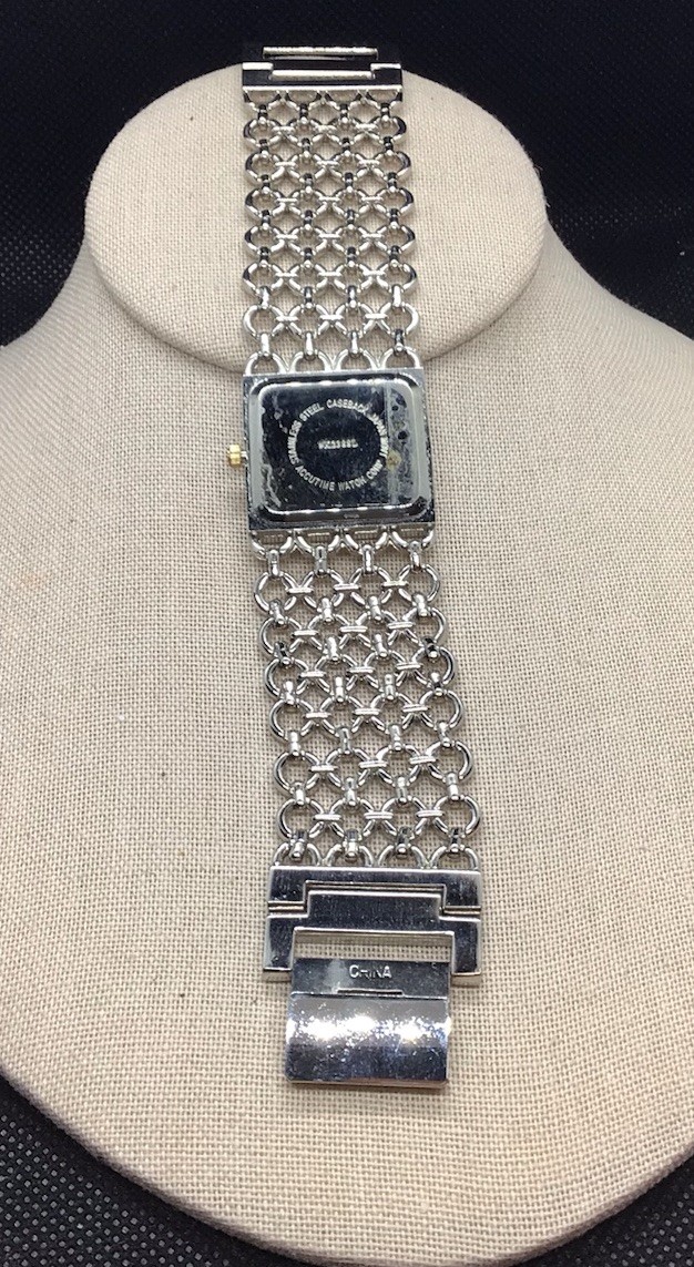 Ladies Avenue Wide 2 Tone Cz Stone Wrist Watch -Works-New Battery W1139