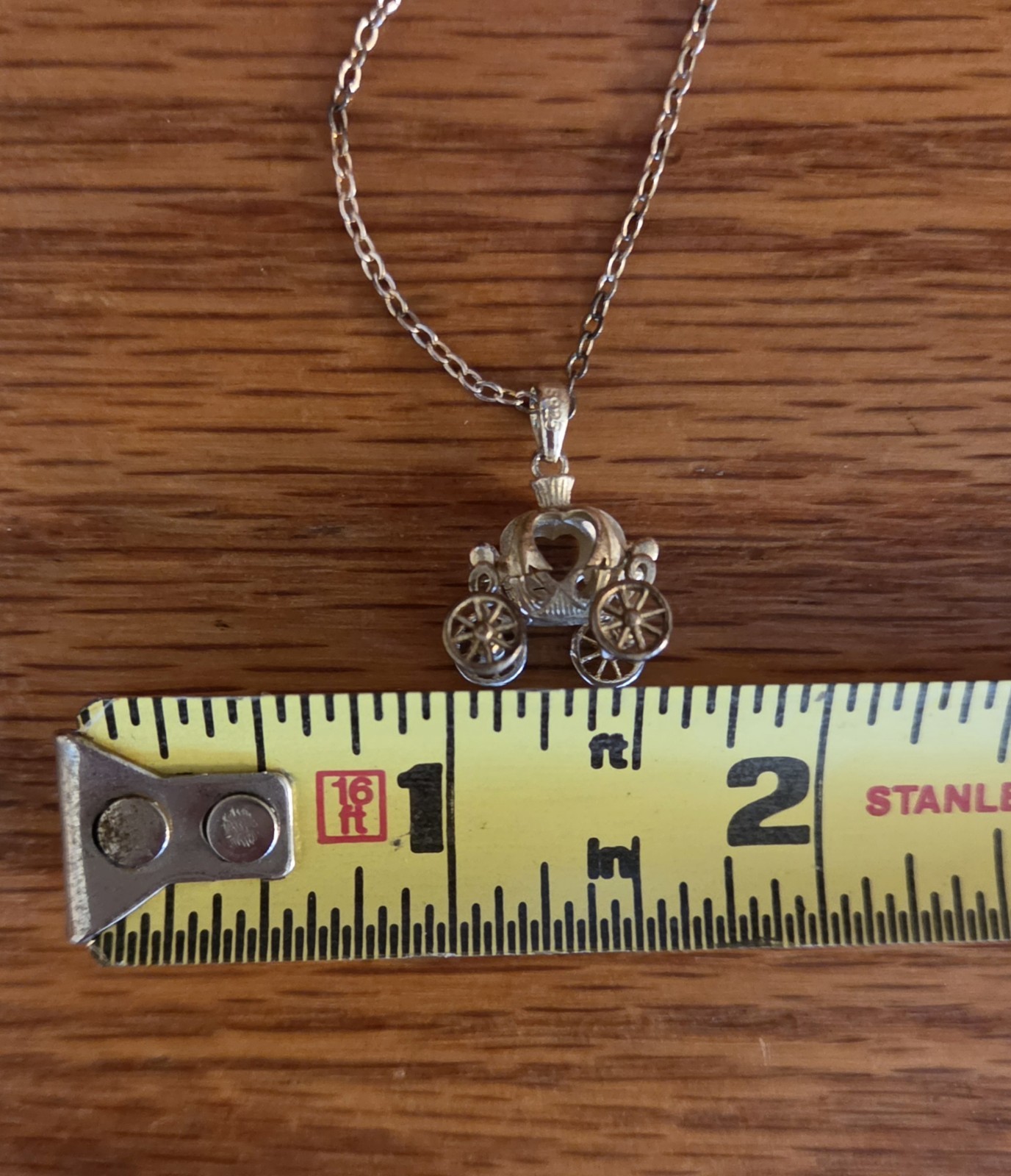 Girls Sterling Silver 925 Cinderella Pumpkin Carriage Necklace Silver &Gold Tone