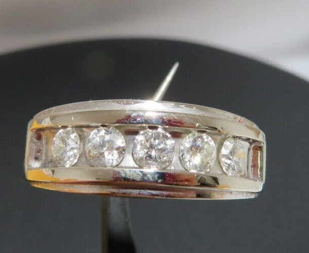10K WG MEN’S 5-DIAMOND ANNIVERSARY BAND RING 0.70 tcw SZ 11.25 6.00g(G128480)
