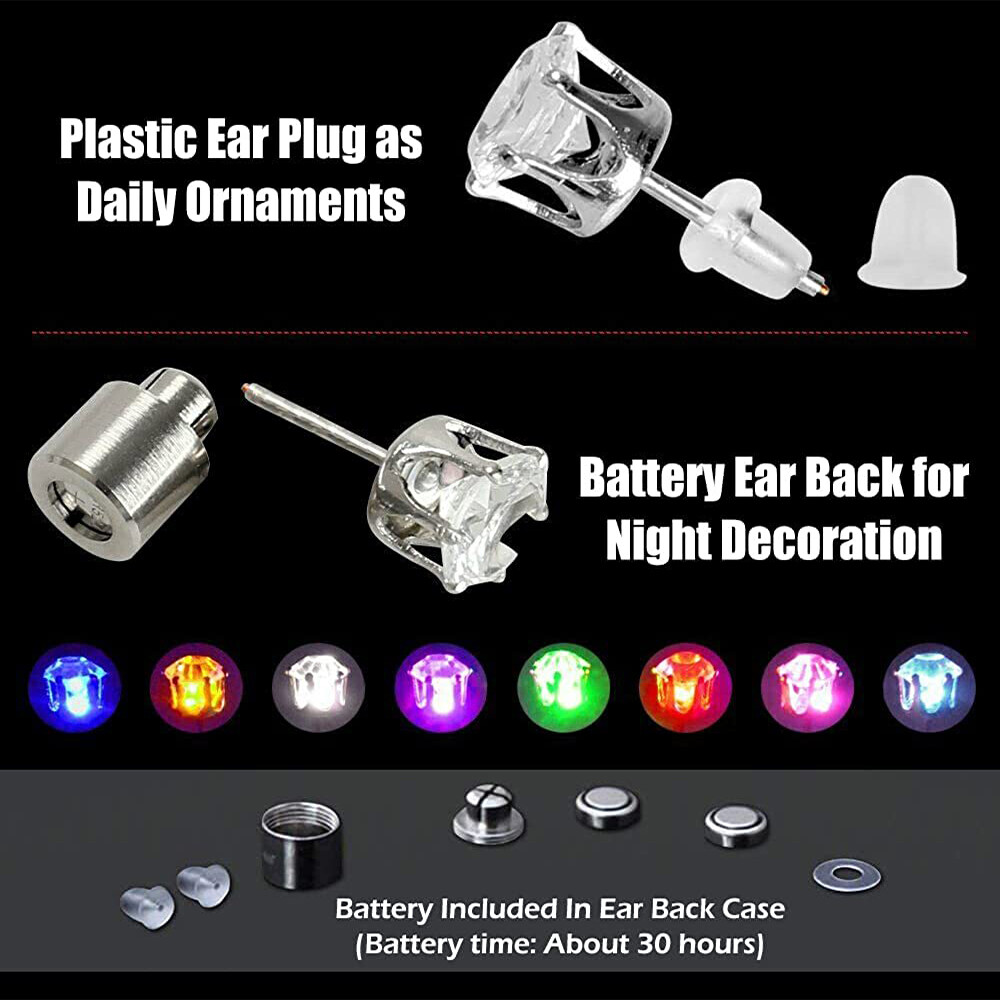 Pairs Changing Color Light Up LED Blinking Earrings Studs for Dance Party Decor