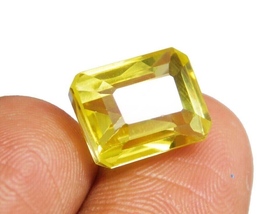 SHINY Yellow Sapphire 7-9 Ct Natural Emerald Cut EGL Certified Loose Gemstone