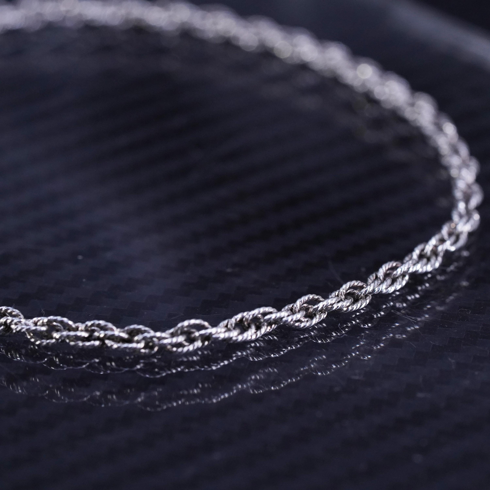 10” 3mm, Italian sterling silver 925 handmade bold rope chain bracelet anklet