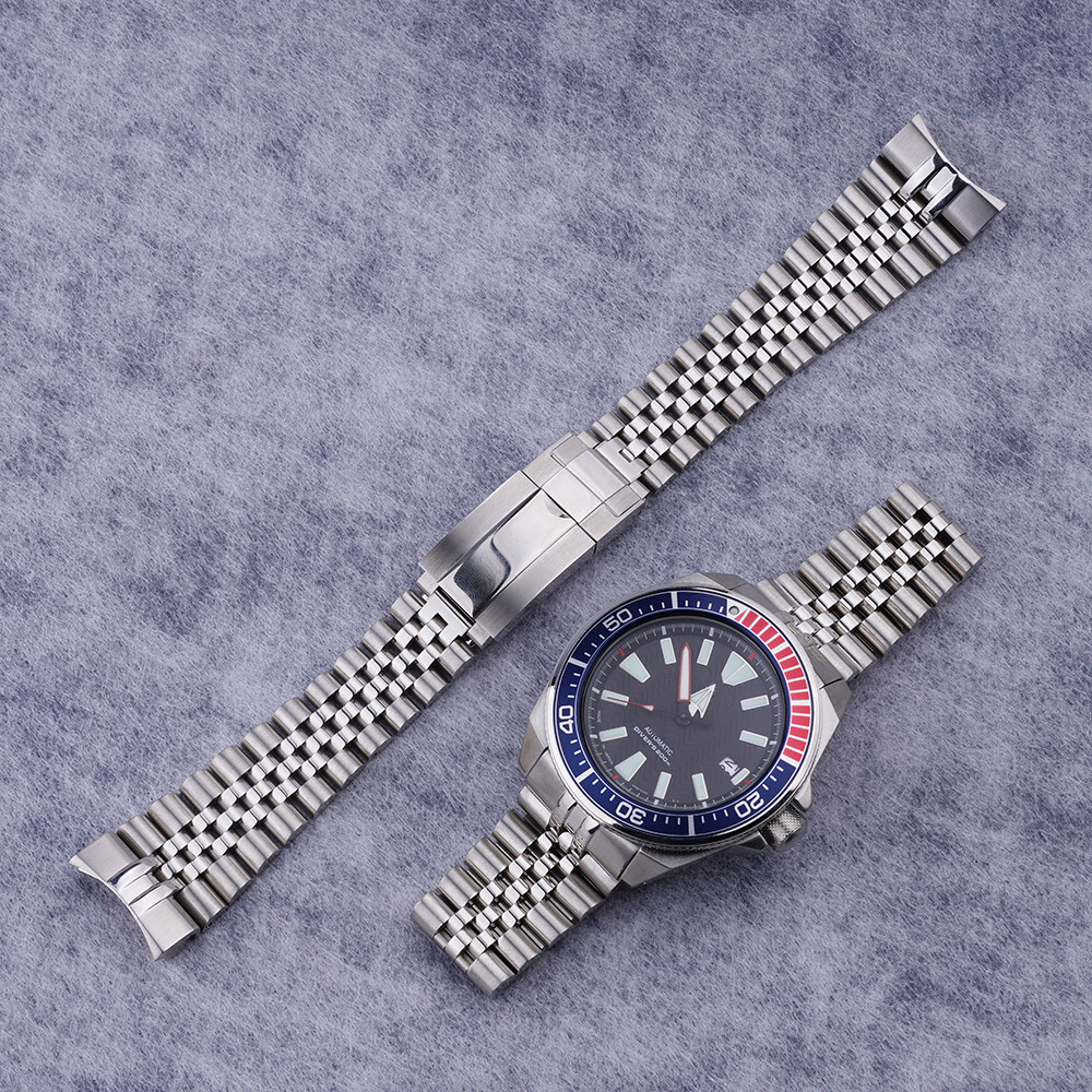For Seiko Samurai king SRPF79 Silver 22mm Jubilee Curved End WatchBand Bracelets