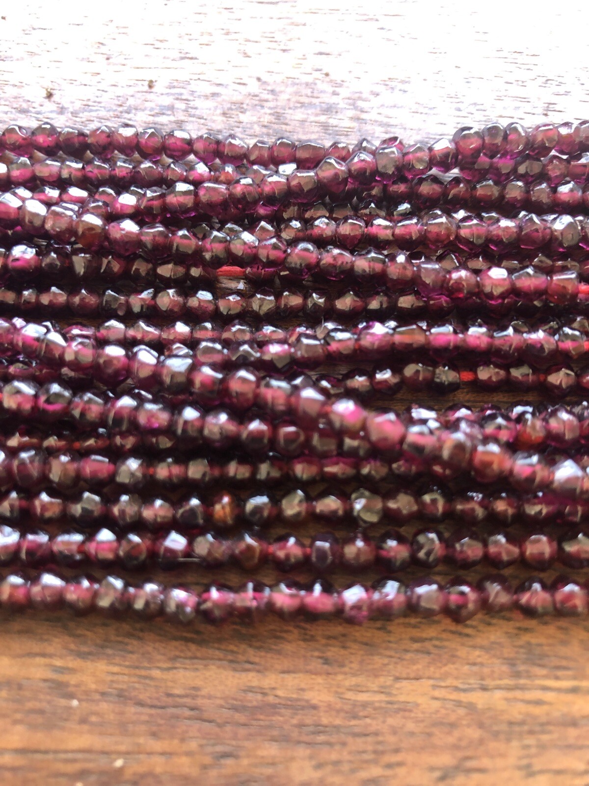Deep Red Burgundy Faceted 3-4mm Round Garnet Gemstone Beads 14in Strand