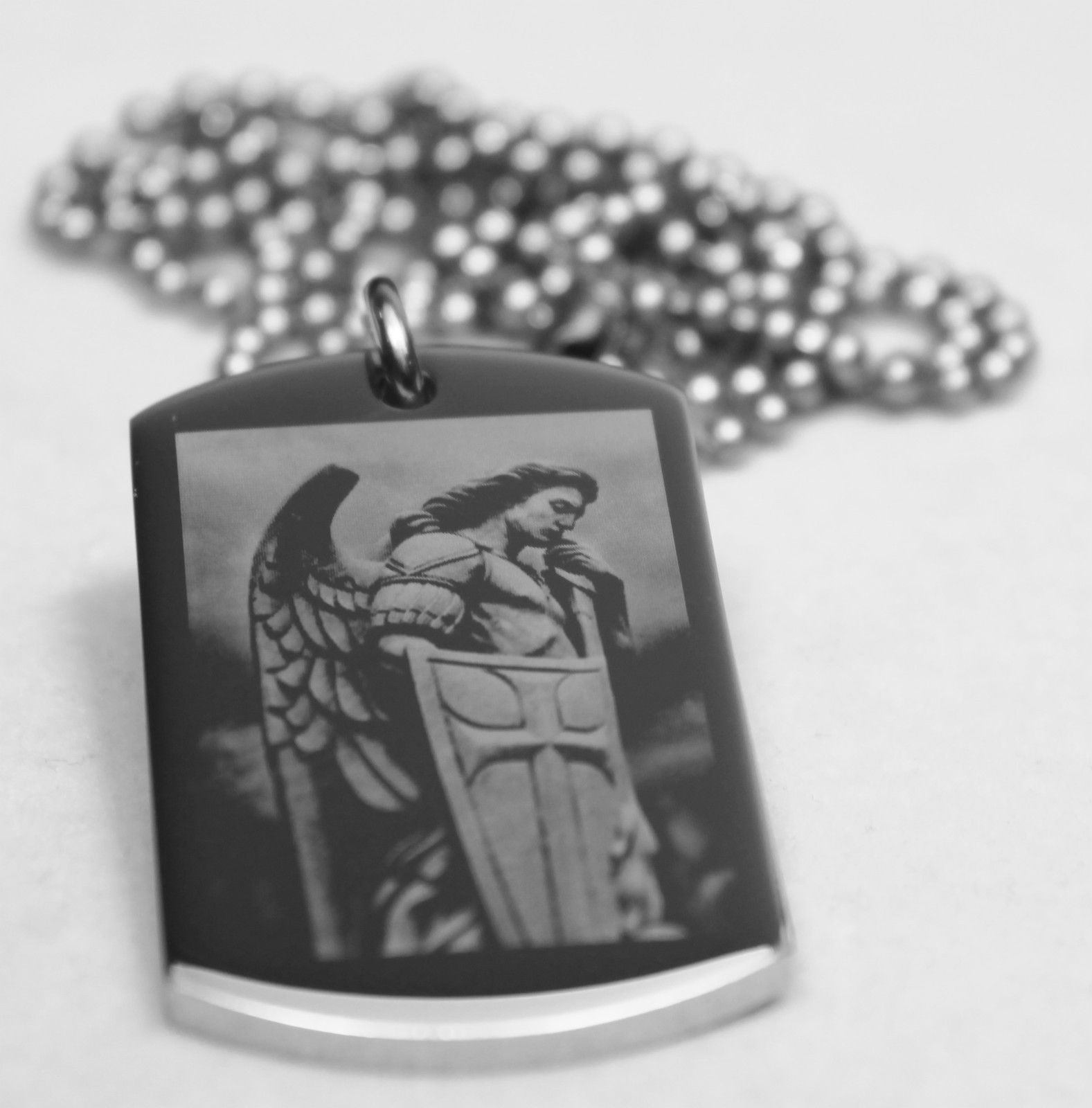 ST. MICHAEL IMAGE PRAYER SOLID THICK STAINLESS STEEL SHINE CROSS PRAYER
