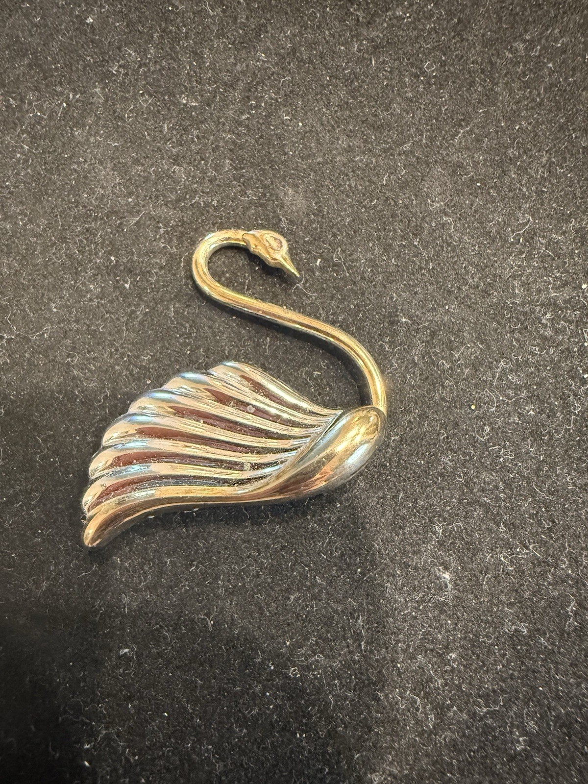 Elegant Carla Sterling Silver & Gold Swan Brooch Pin.