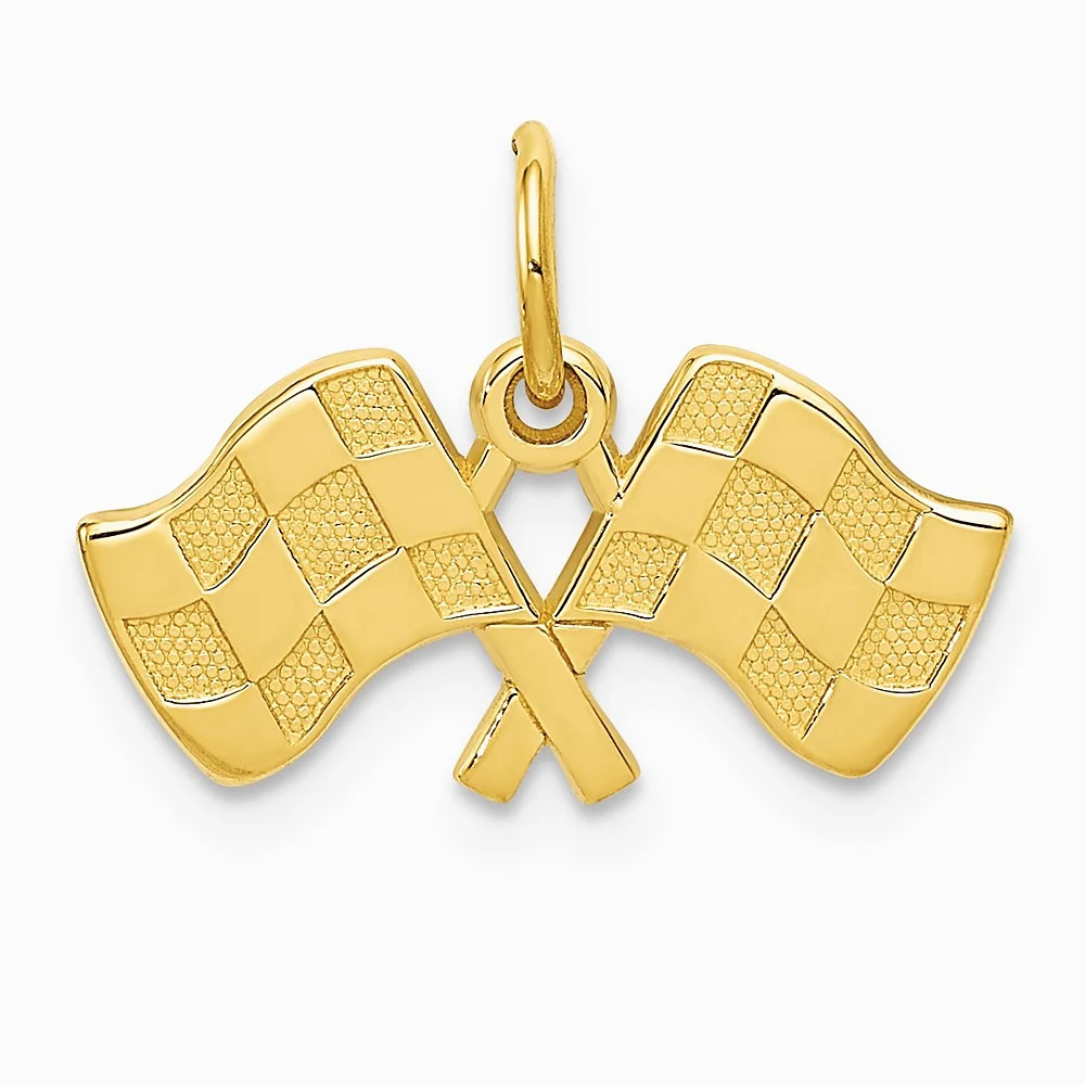 10K / 14K Yellow Gold Racing Flags Charm