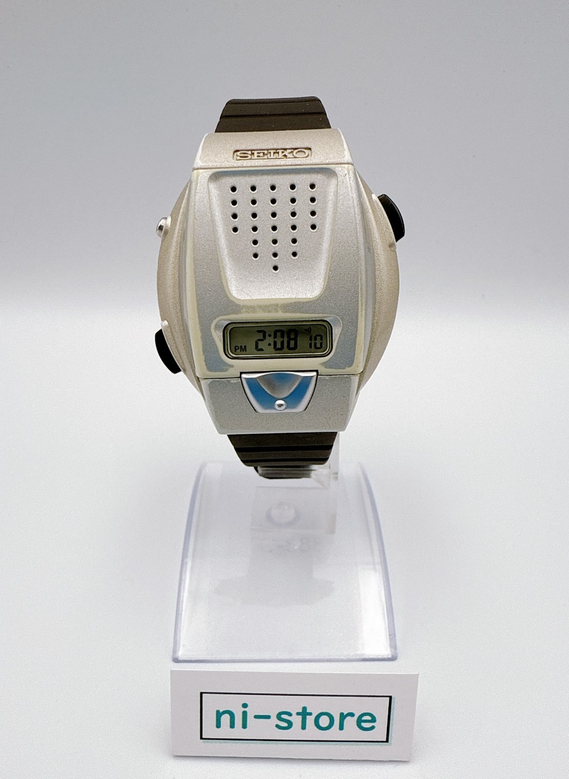 SEIKO A860-4001 41mm Talking Voice Hard Rex Silver Quartz Mens Watch – Rank C