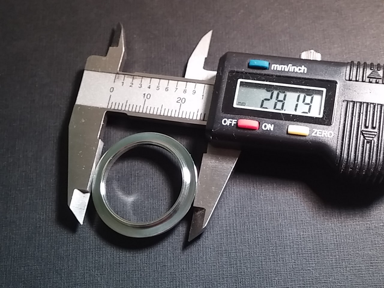 Catamaran bezel 28mm approx, S/S, NOS for watch repair or parts