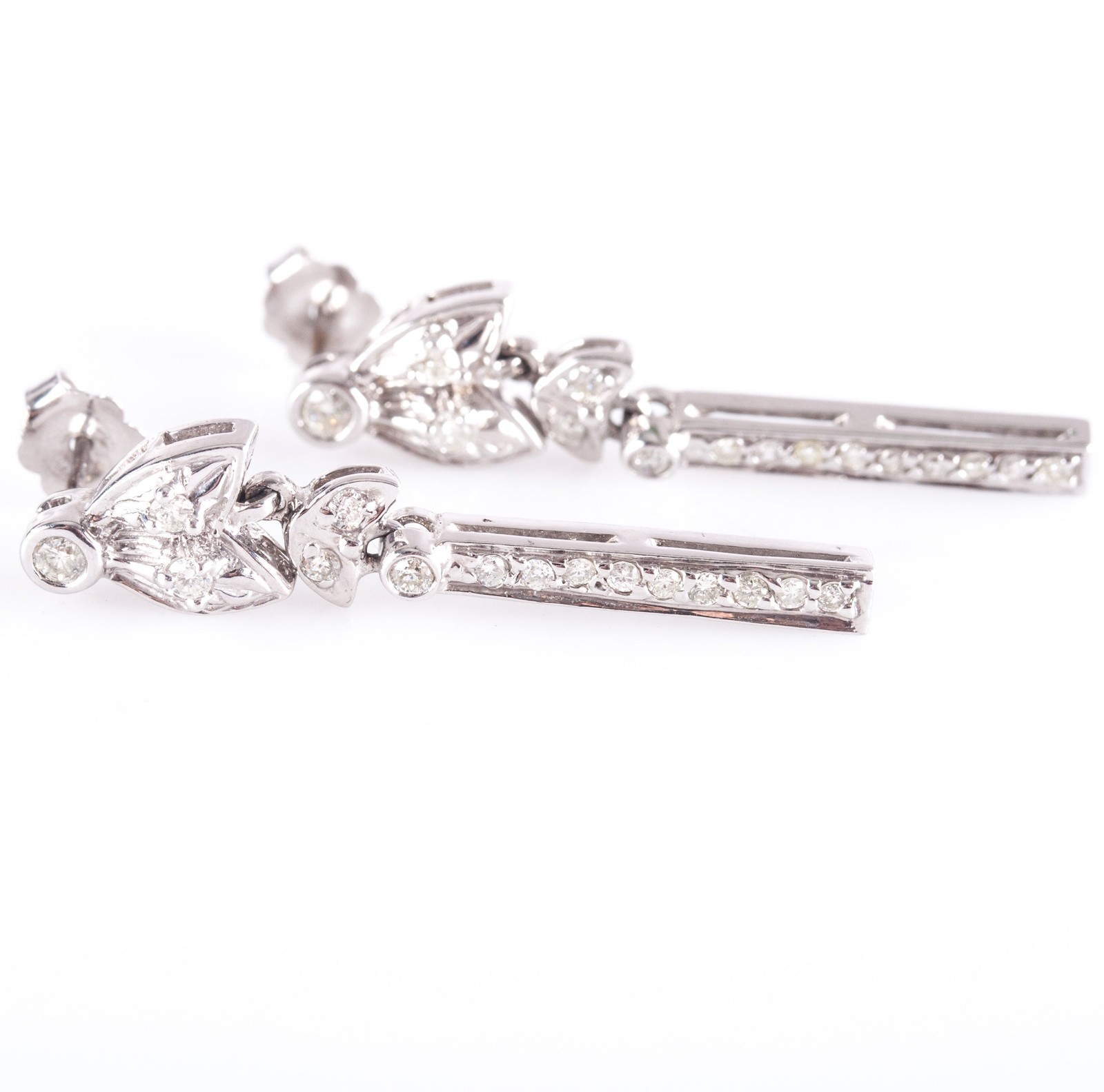14k White Gold Round H-I SI1-SI2 Diamond Dangle Earrings .49ctw 4.98g